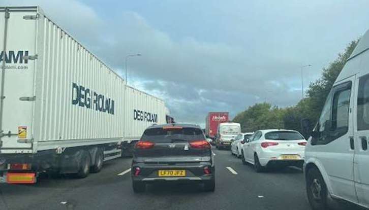 Traffic has built daily due to the closure of the slip road at Junction 2 of the M2. Picture: Megan Carr