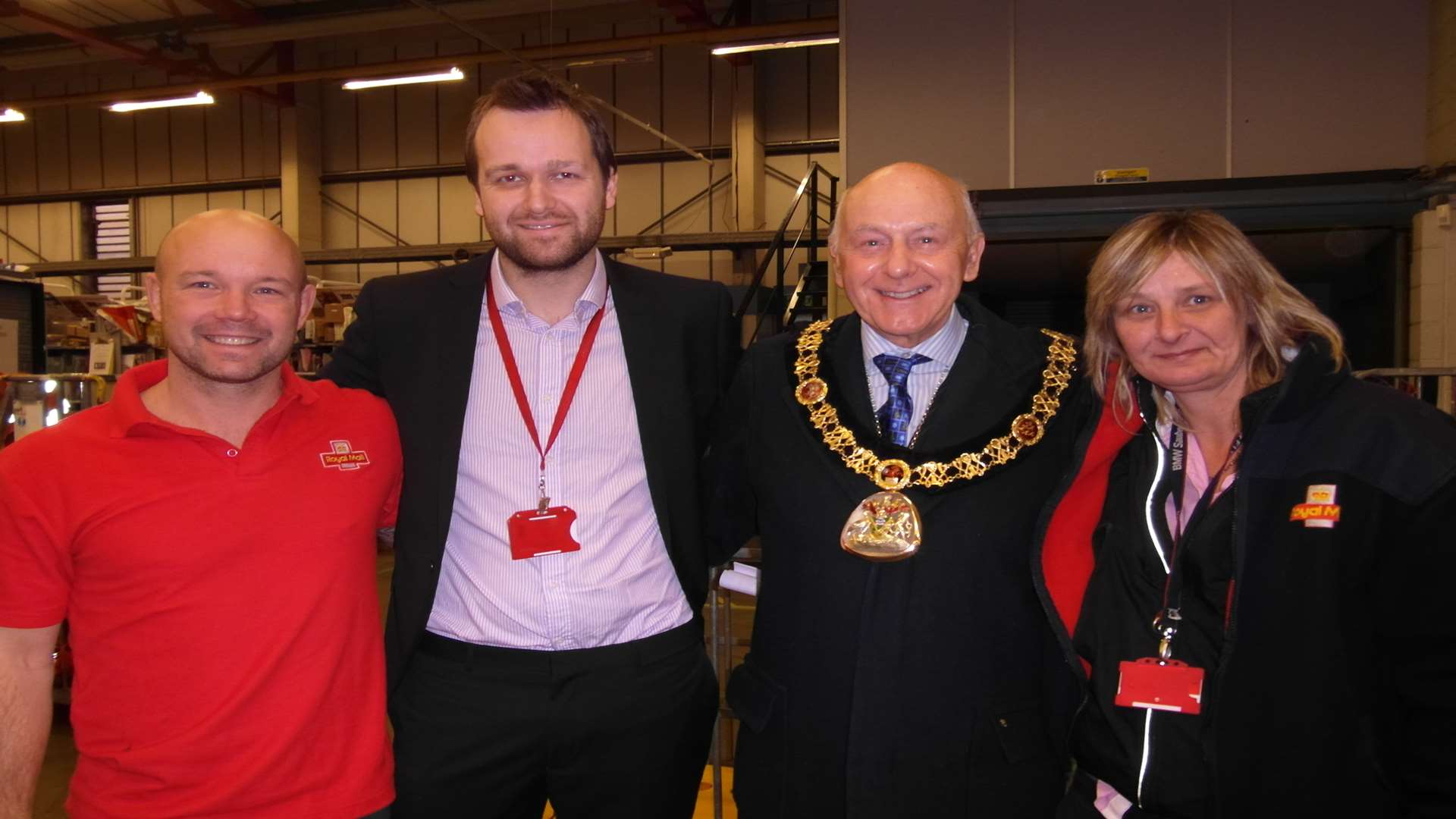 Cllr Julian Stanyer with staff at the Tonbridge Royal Mail delivery office