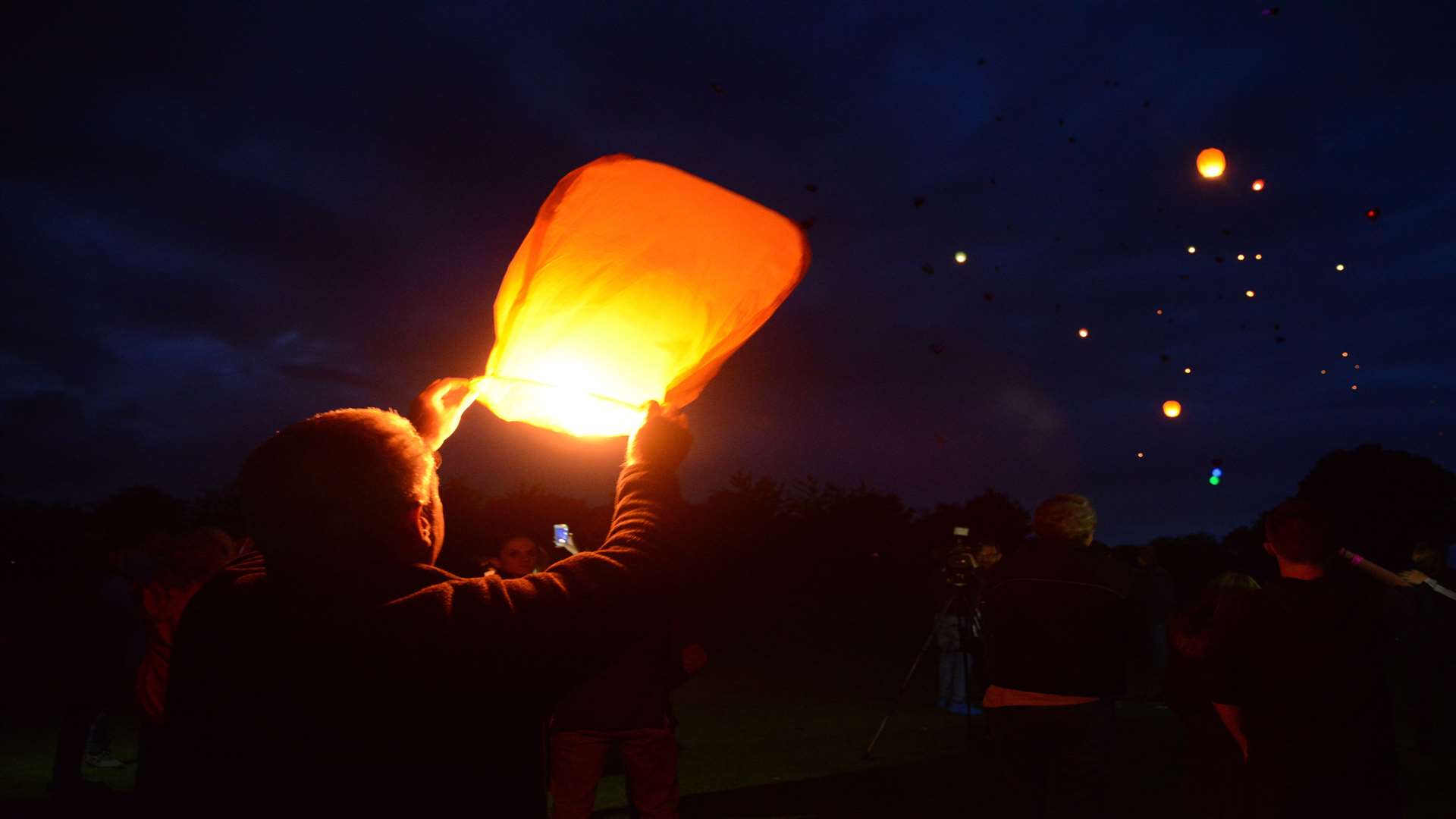 Balloons and lanterns being released in memory of Chelsea-Rose Betts, Roy Little and Stephen Jones