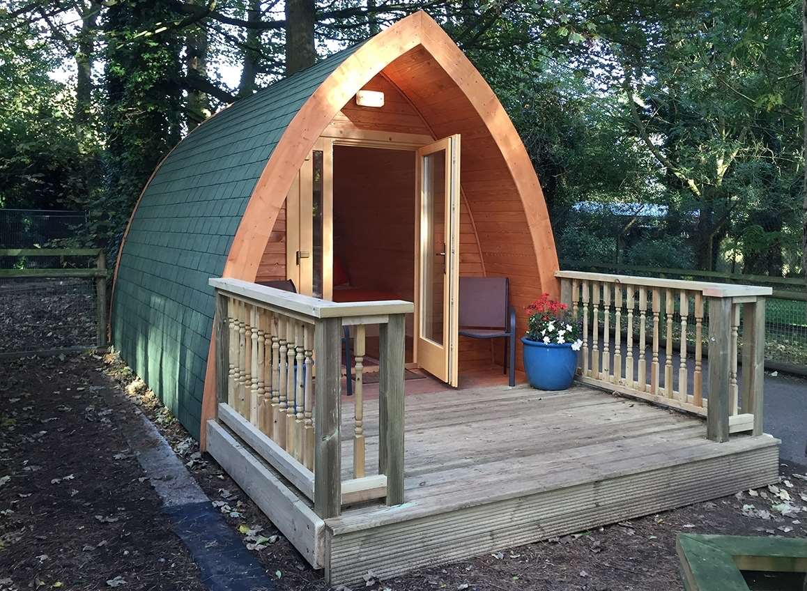 Pinewood camping pods at Port Lympne Reserve
