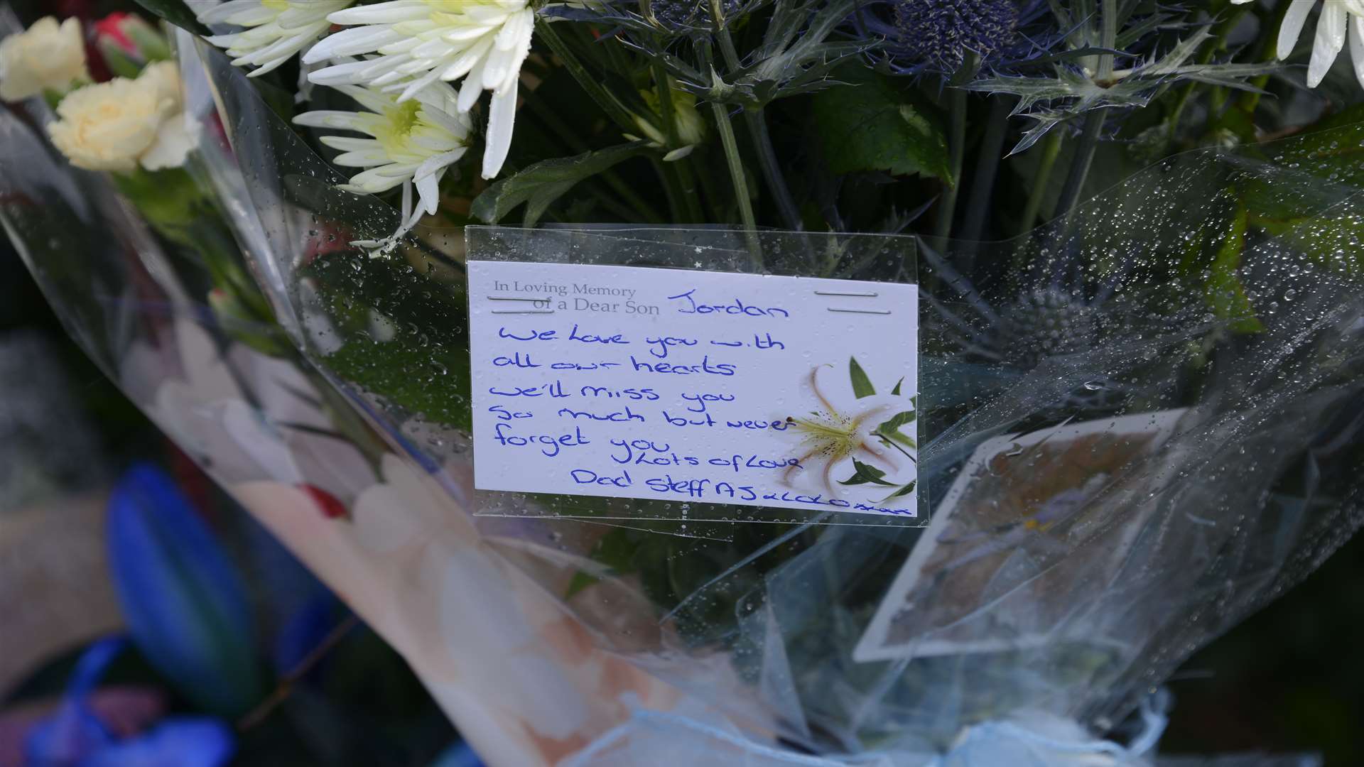 Floral tributes left on the A28