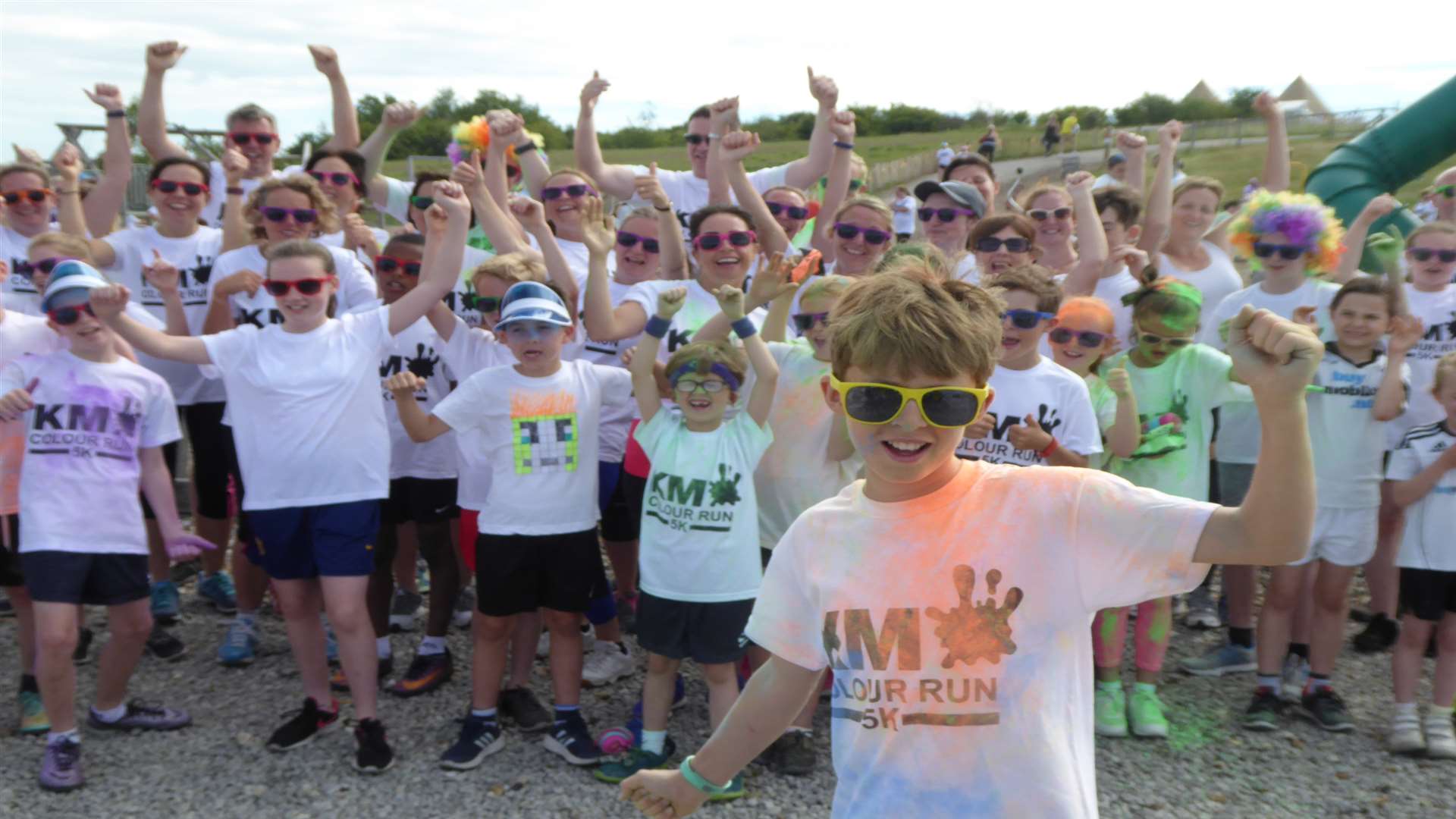 Joseph, 12, and team from St Mary's Catholic Primary, Whitstable raised funds at the KM Colour Run for an all-purpose field for the school.