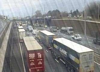 Traffic is building on approach to the Dartford Crossing after a crash in the tunnels. Picture: Traffic England