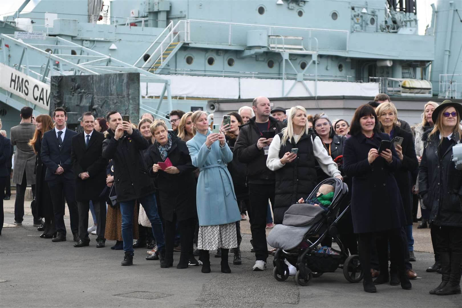Members of the public hoping to catch a glimpse of The Prince of Wales at Chatham Historic Dockyard. Picture: Barry Goodwin