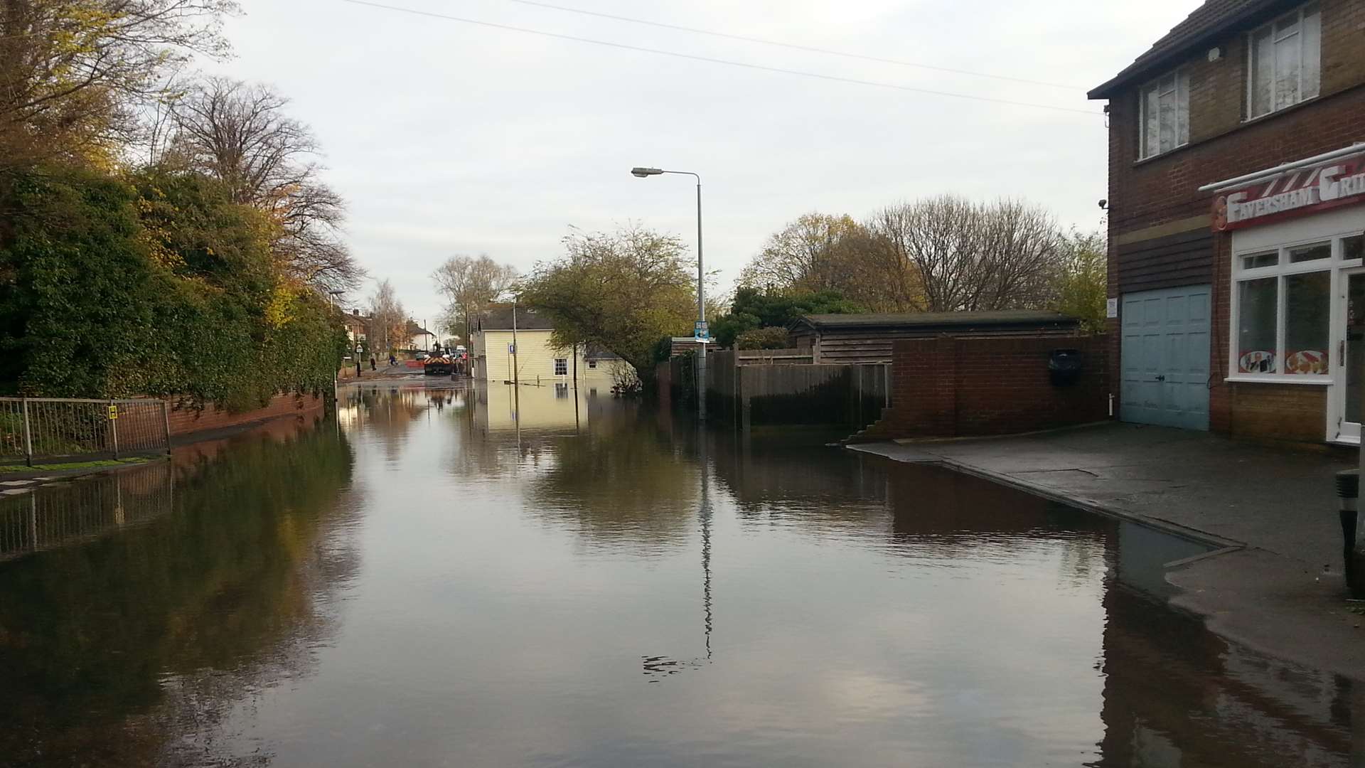 A flooded street in Faversham near Upper Brents. Picture: Bess Browning
