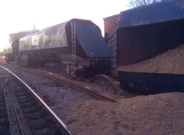 Work has begun to repair damage after the train derailment. Picture: Network Rail