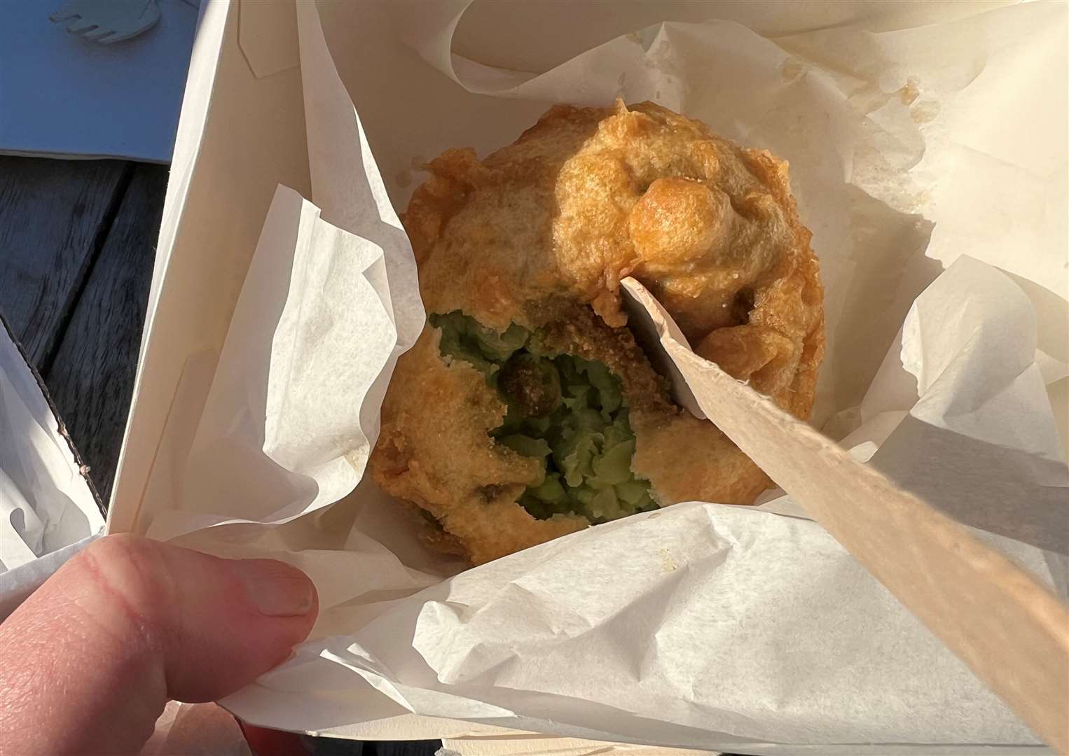 The pea fritter - an odd, yet strangely tasty little thing