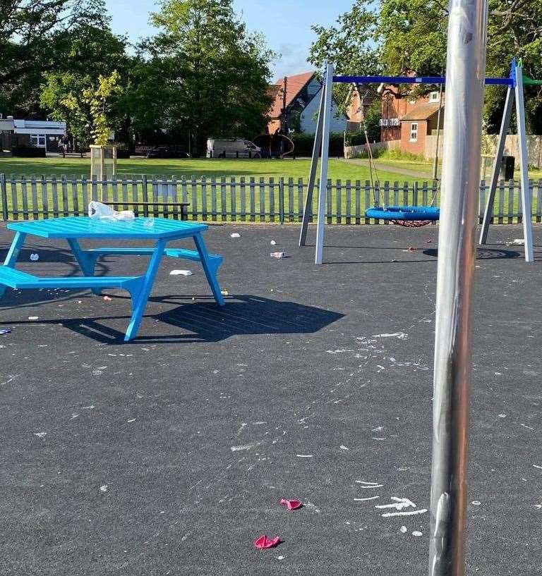 The play park is just one victim of the egg vandalism