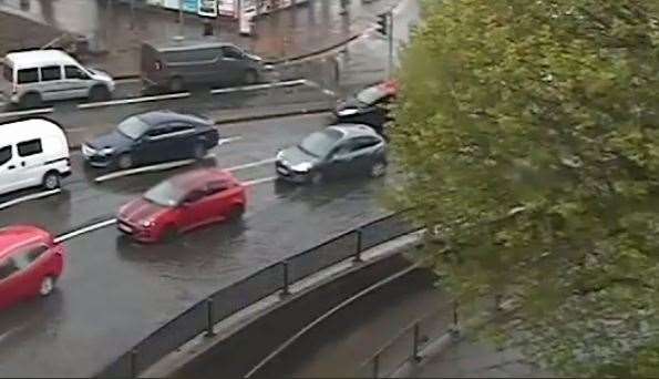 One lane is flooded on Broadway in Maidstone. Picture: KCC Highways (9866544)