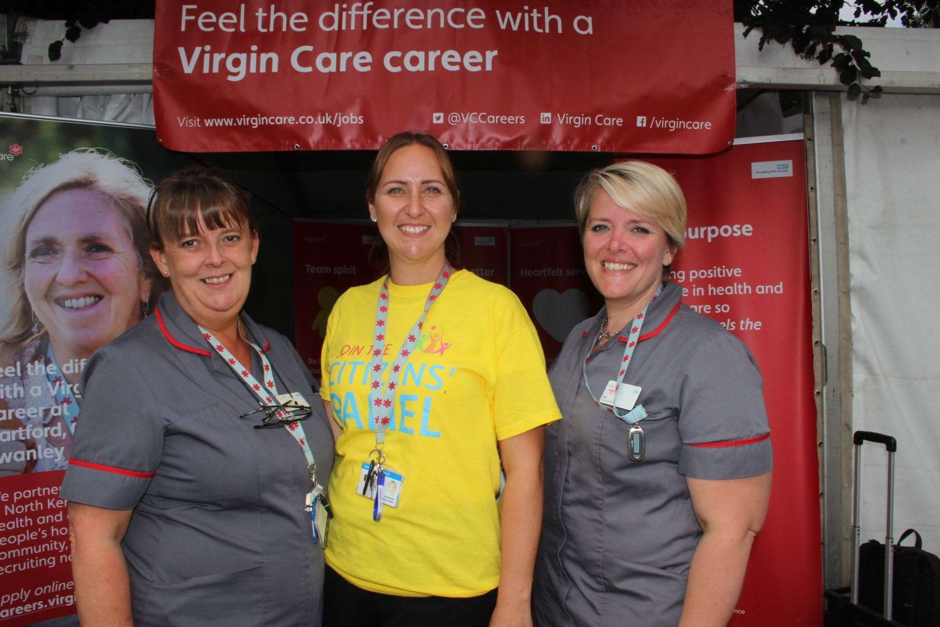 Virgin Care nurses Ann Friend, left, Lindsay Godden, centre, and Abi Booth were at the Kent County Show recruiting staff and encouraging residents to sign up to their Citizens' Panel forum (13545742)