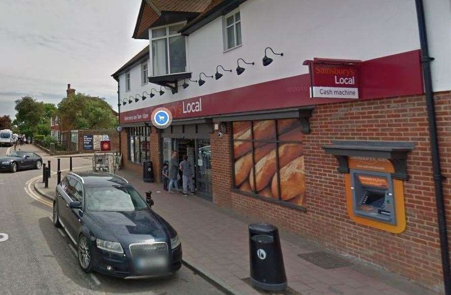The robbery happened outside Sainsbury's Local in Headcorn High Street Picture: Google