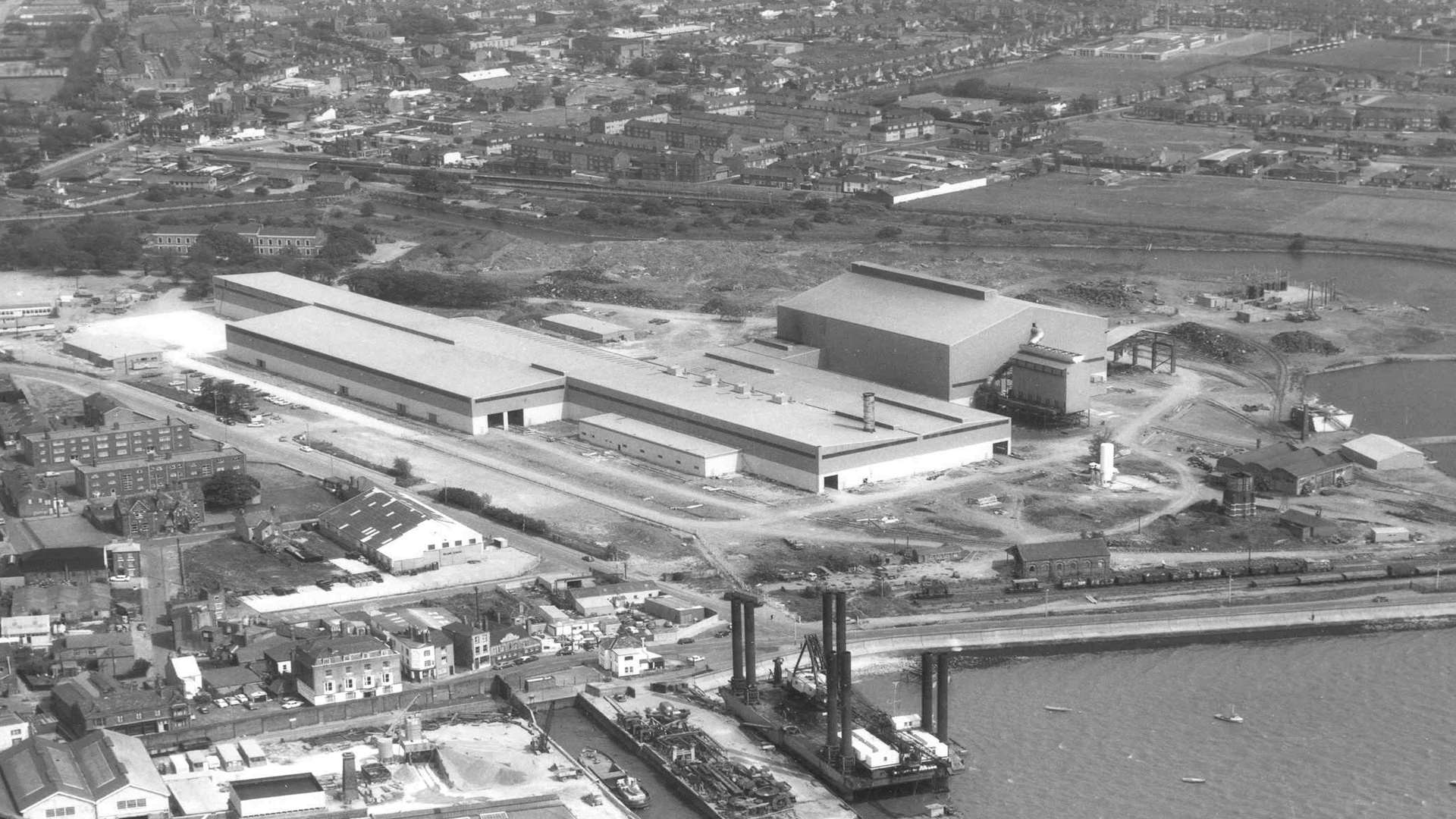Aerial view of Sheerness Steel Mill November, 1972. Picture: Skyfotos, Lympne Airport