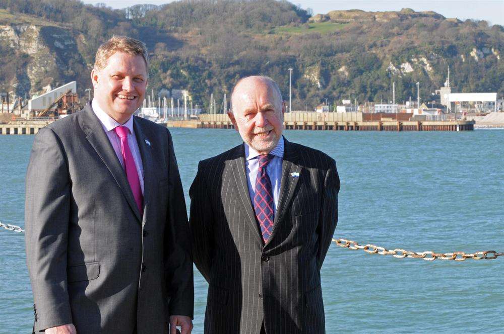 Chief executive, Tim Waggott, and chairman George Jenkins when they announced the Western Docks revival plans