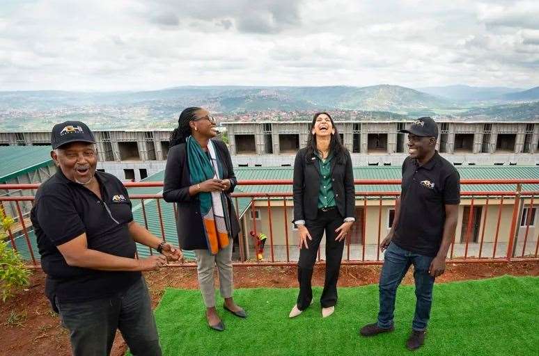 Suella Braverman was pictured laughing on a trip to Rwanda Picture: PA