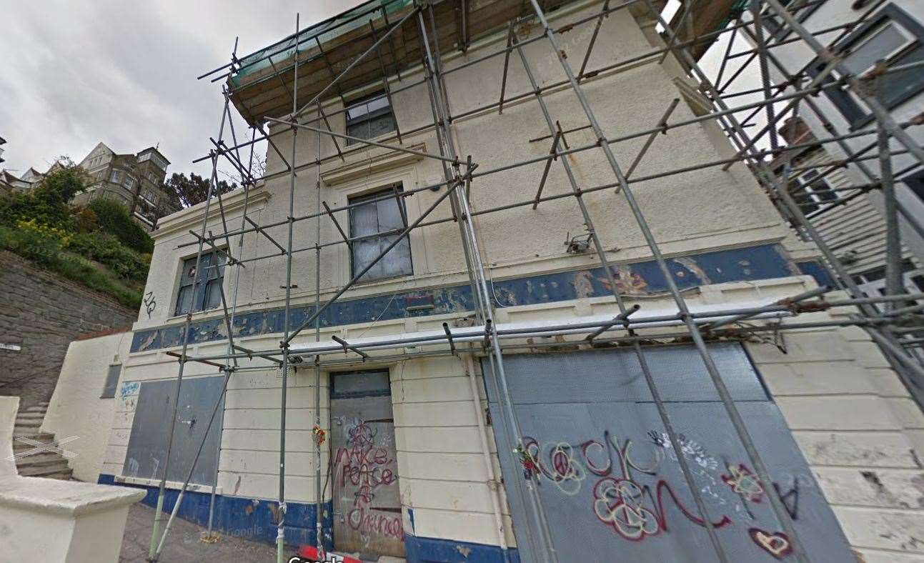 The site has been derelict for many years with scaffolding surrounding the building. Picture: Google