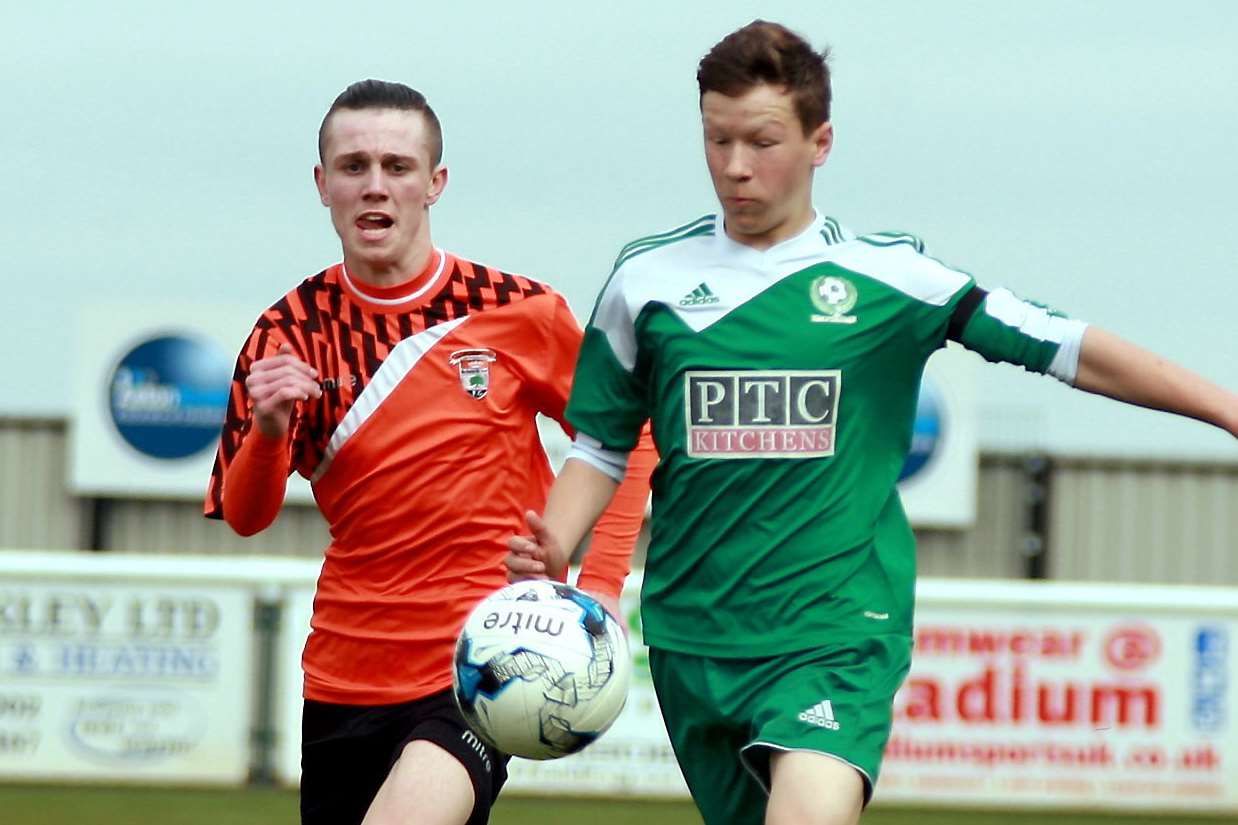 Lordswood Youth, left, battle Eagles in the Under-16 John Leeds Trophy final Picture: Phil Lee