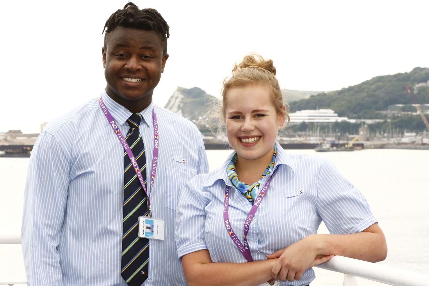 Two of P&O Ferries' new summer recruits. Munashe Navarro, 21, of Dover, and Ellie Cox, 20, of Nonington. Picture courtesy of P&O Ferries