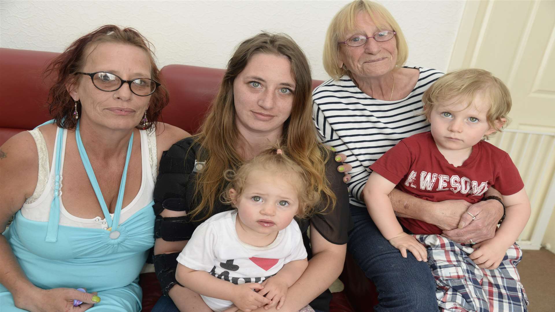 Holly Taylor with mum Samantha Taylor, left, children Sophie and Charley and grandmother Jackie Collister.