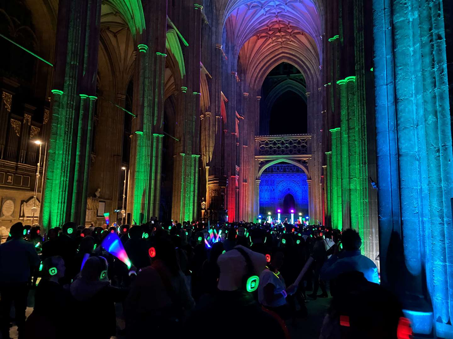 The crowd was lively at the Canterbury Cathedral silent disco