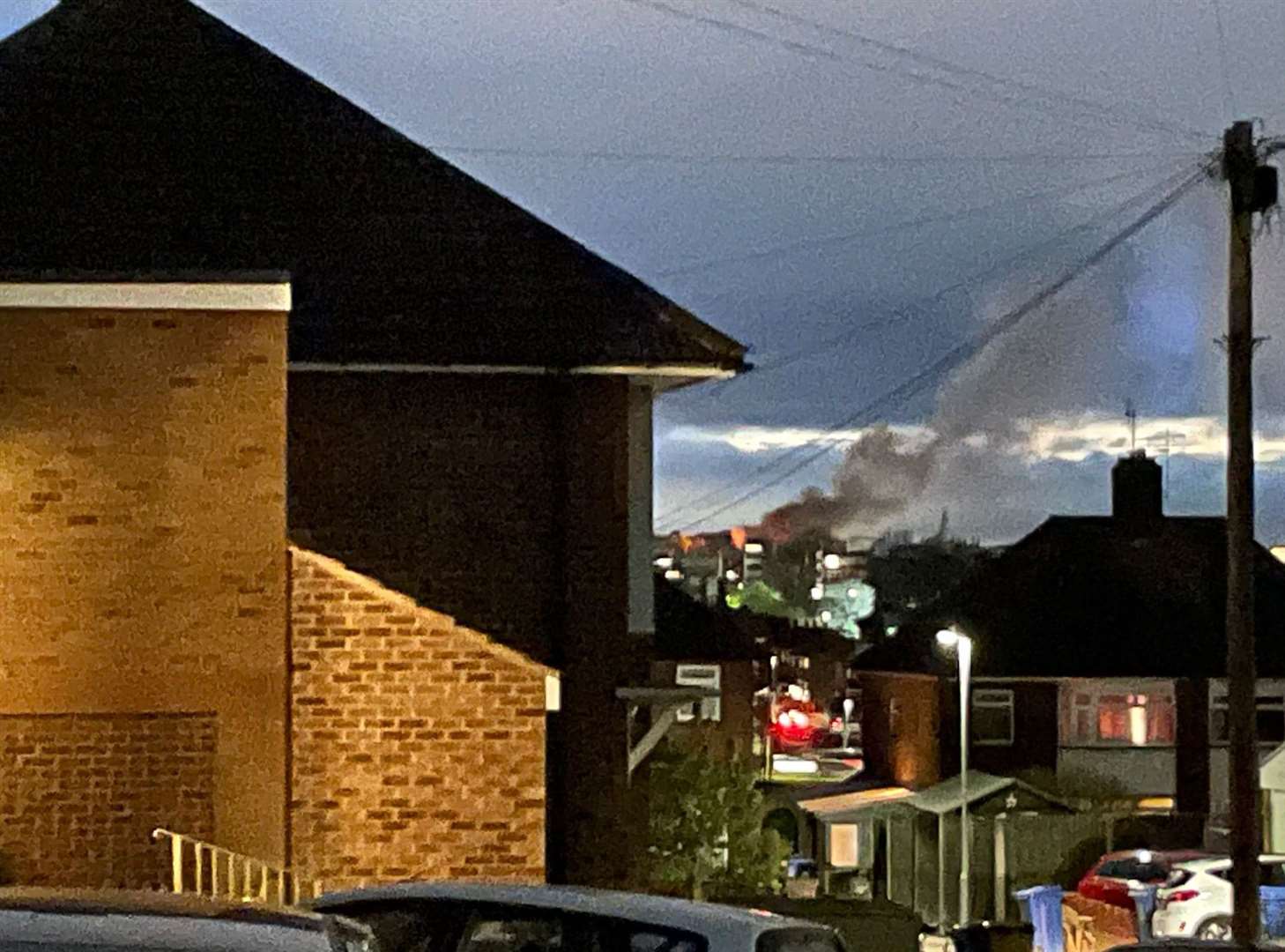Plumes of smoke could be seen in Sittingbourne