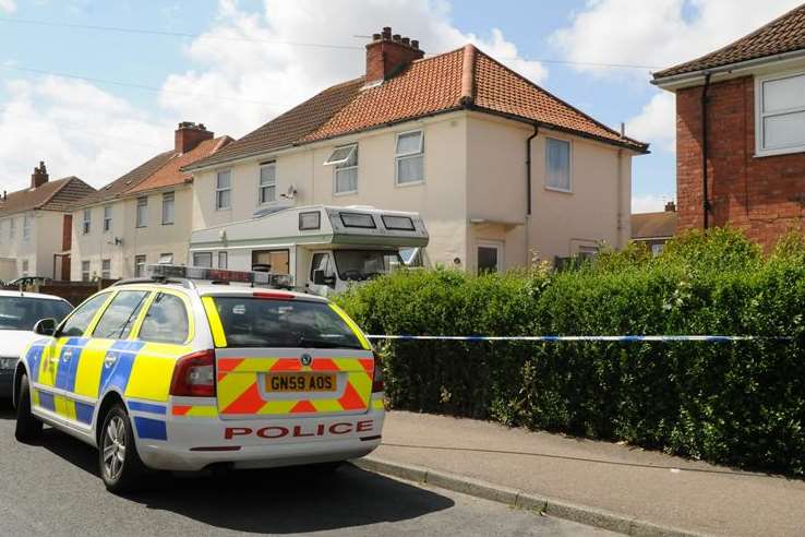 Police in Aylesham after a woman's body was found