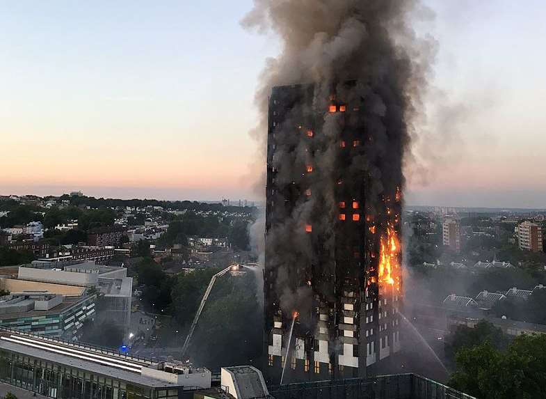 Fire ripped through the Grenfell Tower in London. Picture: @Natalie_Oxford