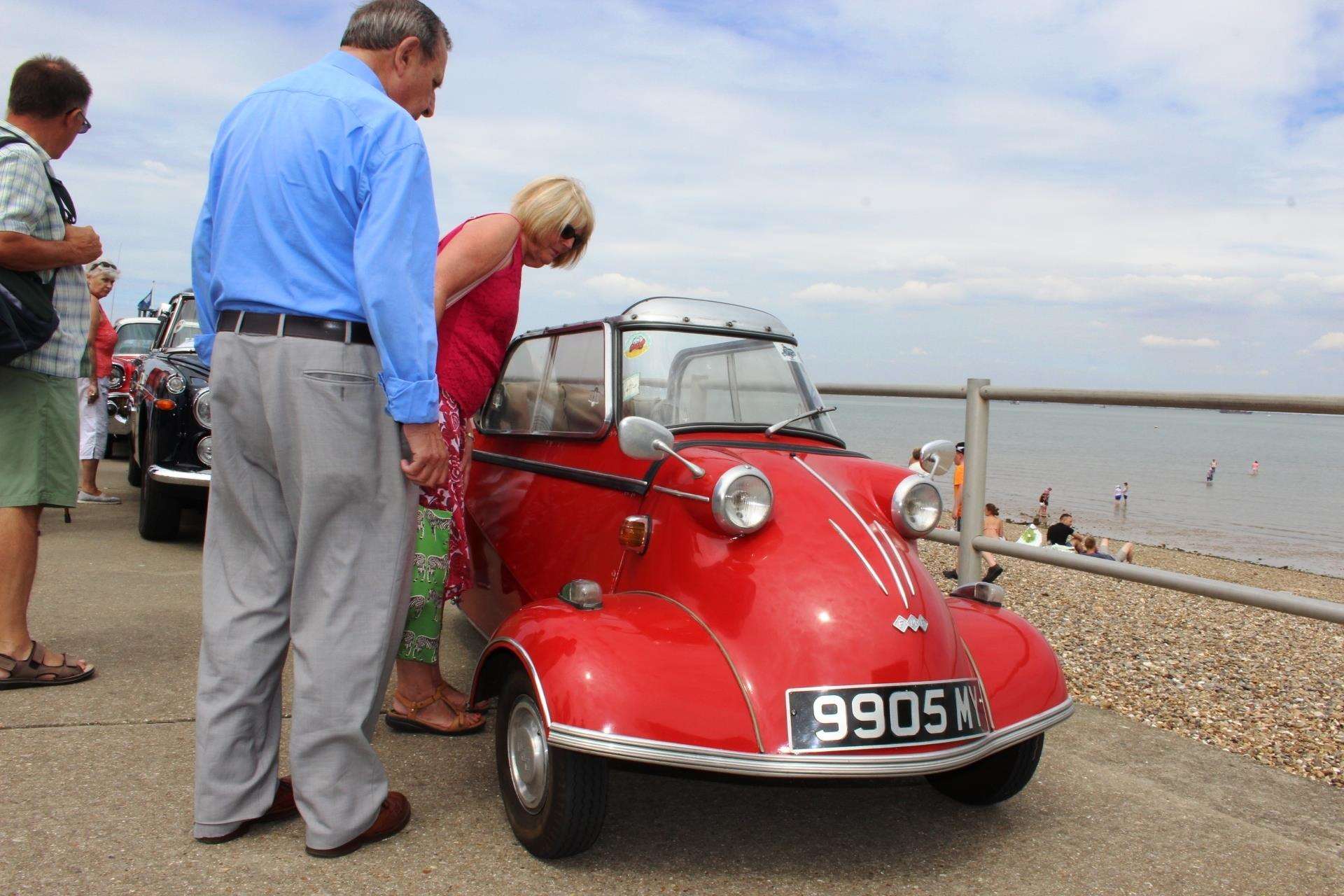 One of the smallest cars, a Messerschmitt "bubble" car, was one of the biggest draws on the Sheppey seafront at Minster Leas on Sunday (3206595)