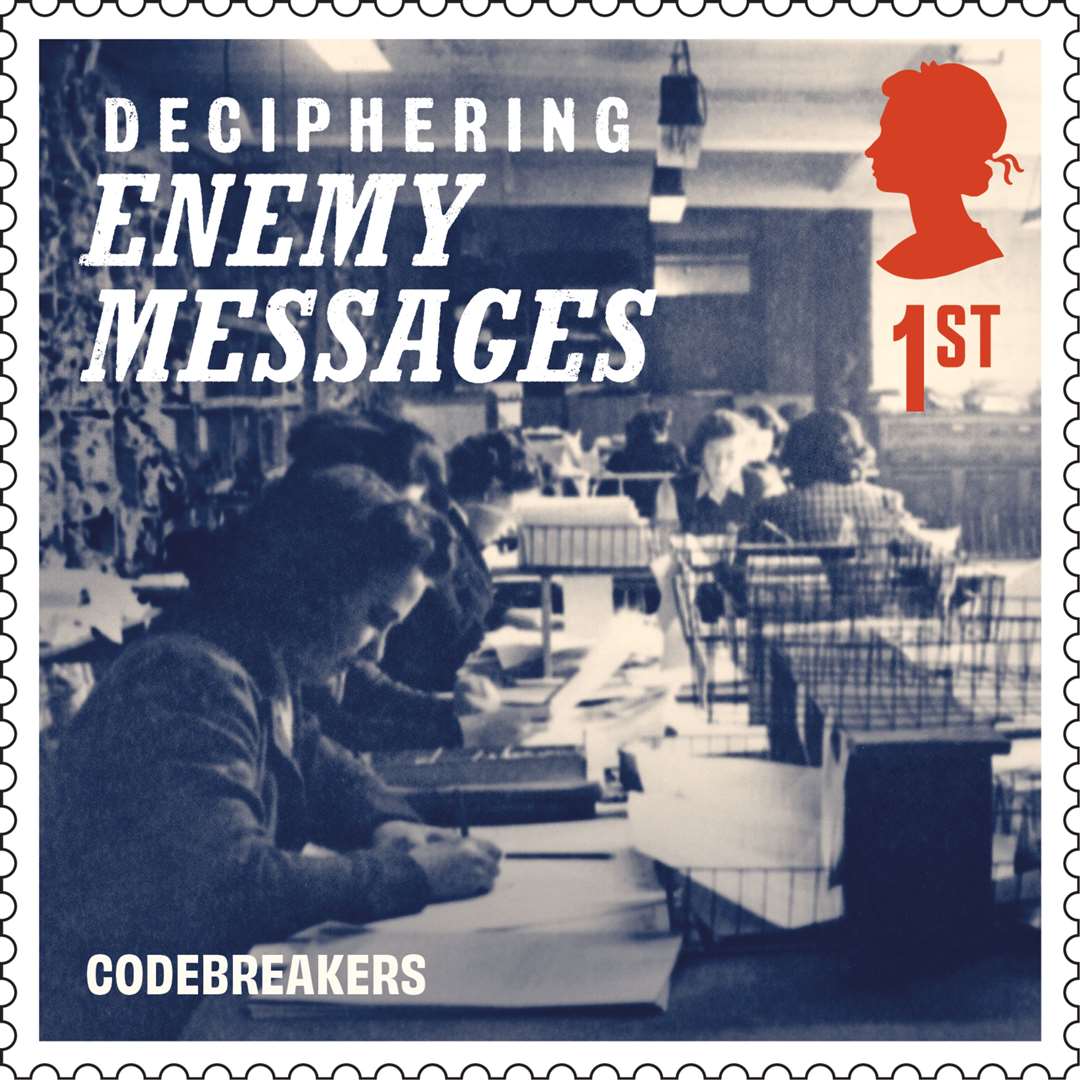 Bletchley Park codebreakers are pictured in one of the images. Picture: Royal Mail.