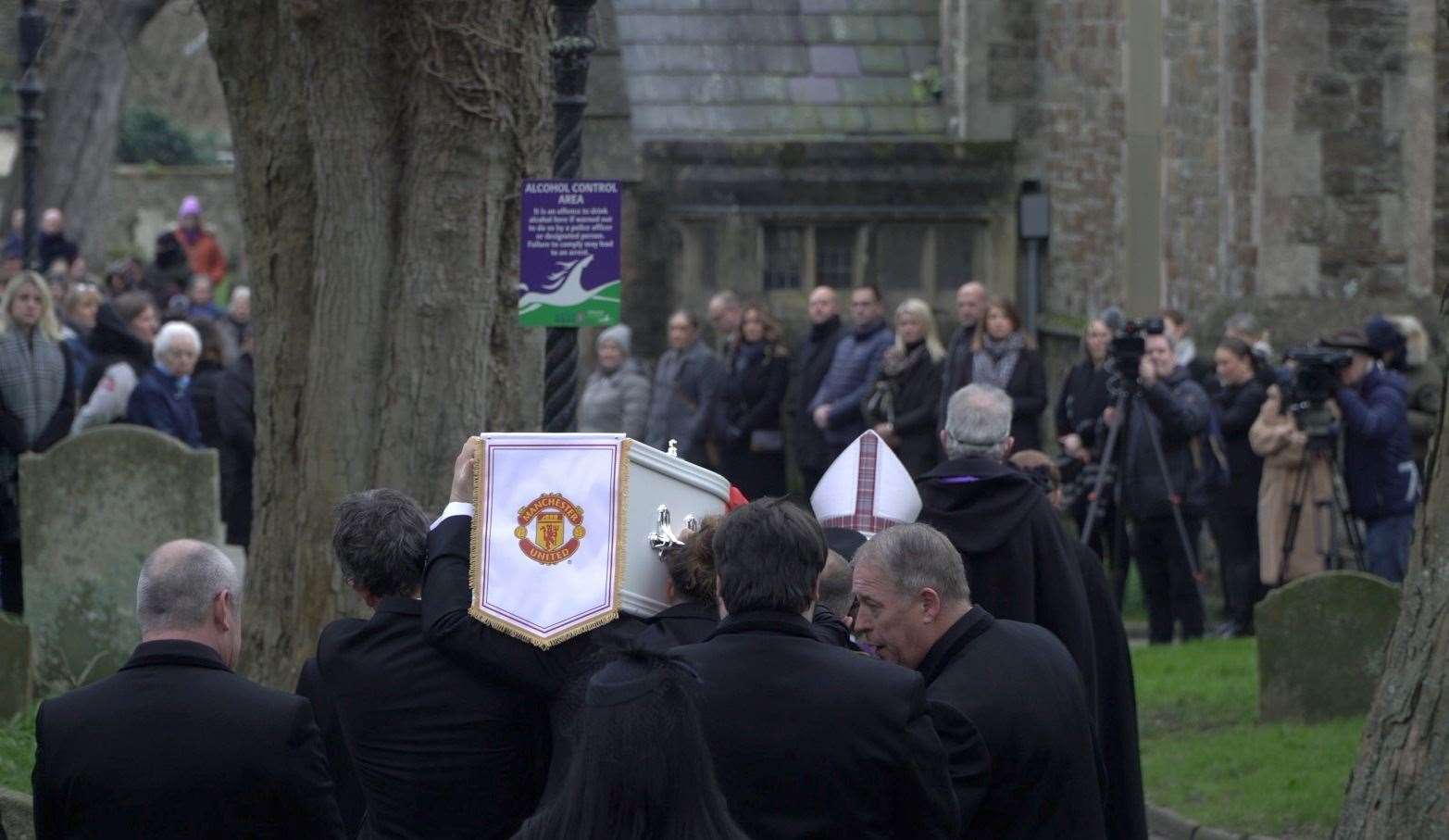 William's coffin is carried into The Church of St Mary and St Eanswythe. Picture: Gabriel Morris/KMTV