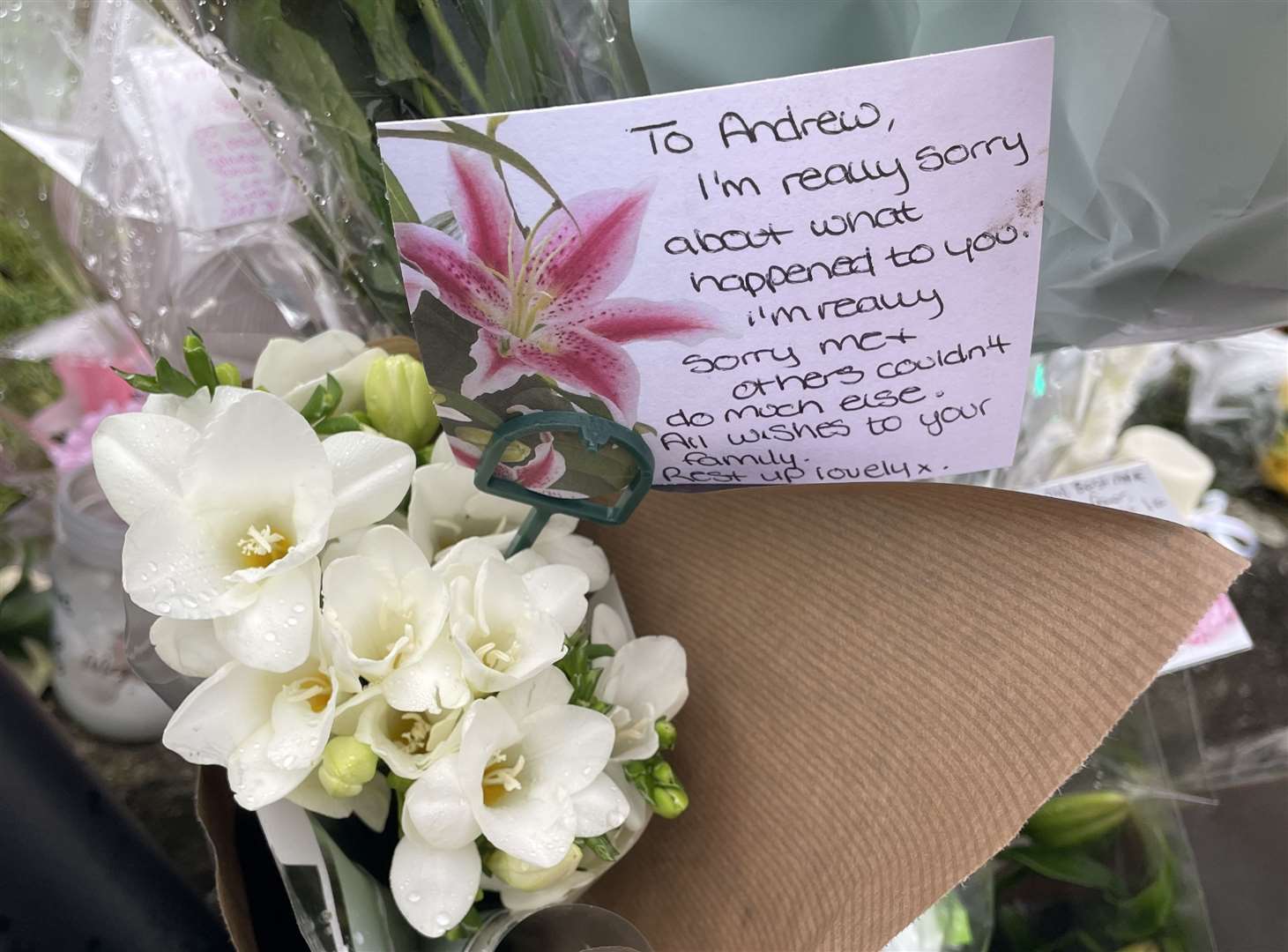 Flowers and messages were left following the crash