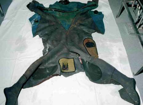 A wetsuit belonging to a male diver whose body was recovered by a passing ship on October 3, 1992, and brought to shore at Dover. Picture: Missing Persons Bureau