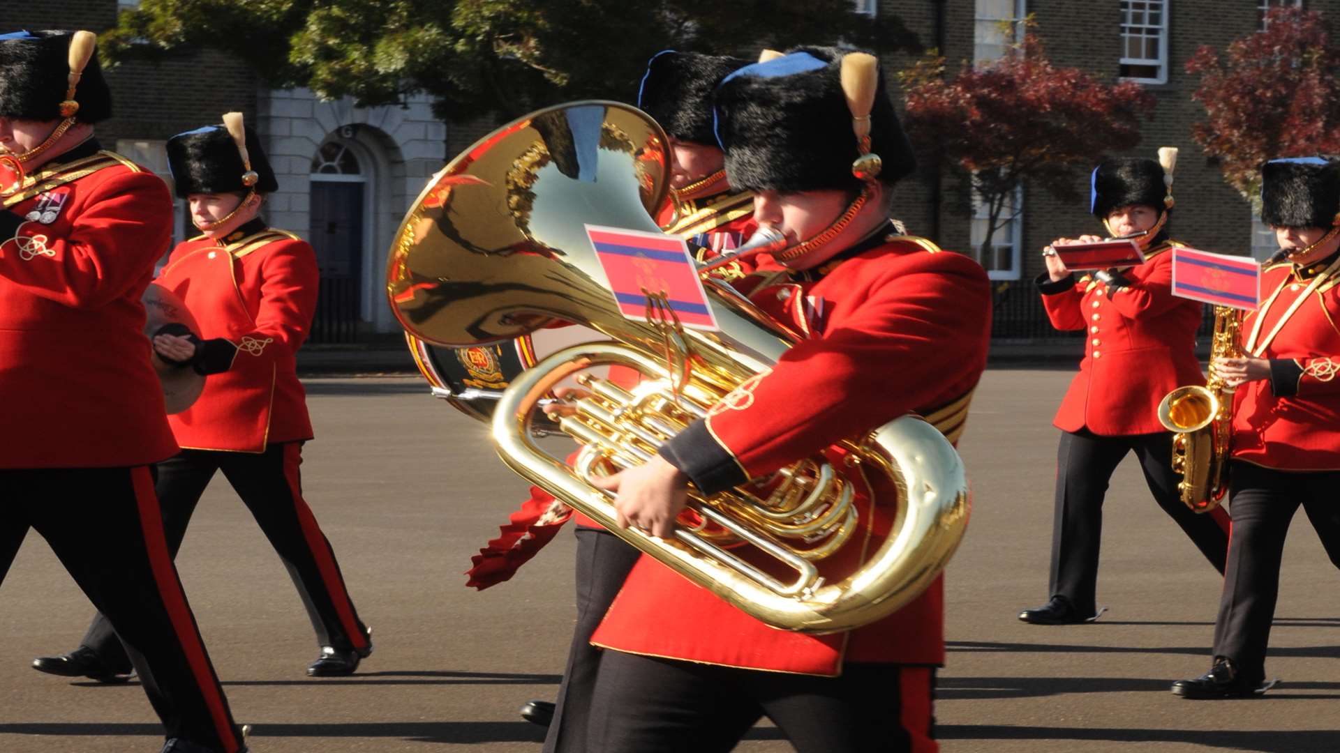 Marching bands are a regular feature on the Brompton parade ground