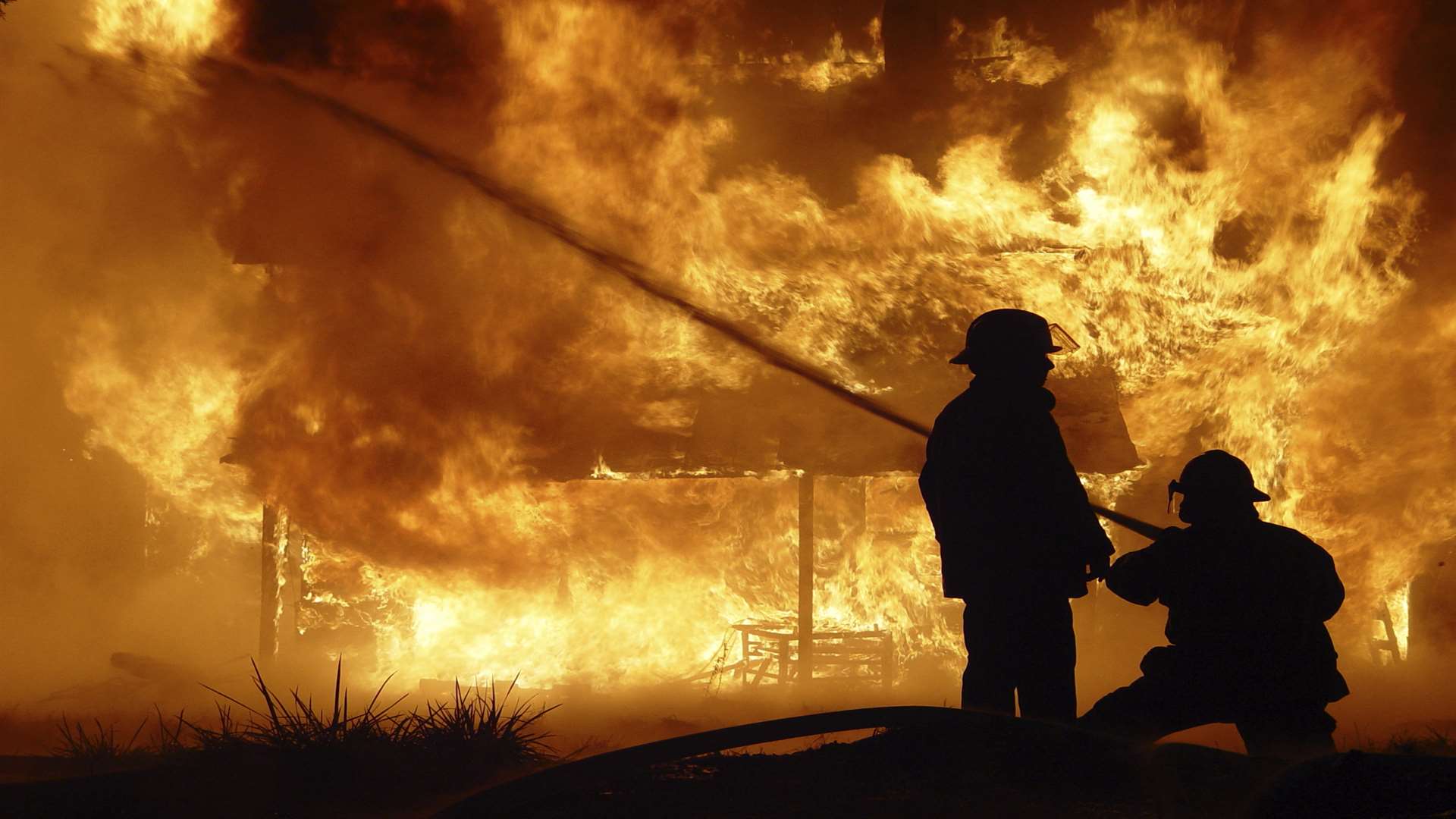 Firefighters used beaters to put out the flames. Stock picture.