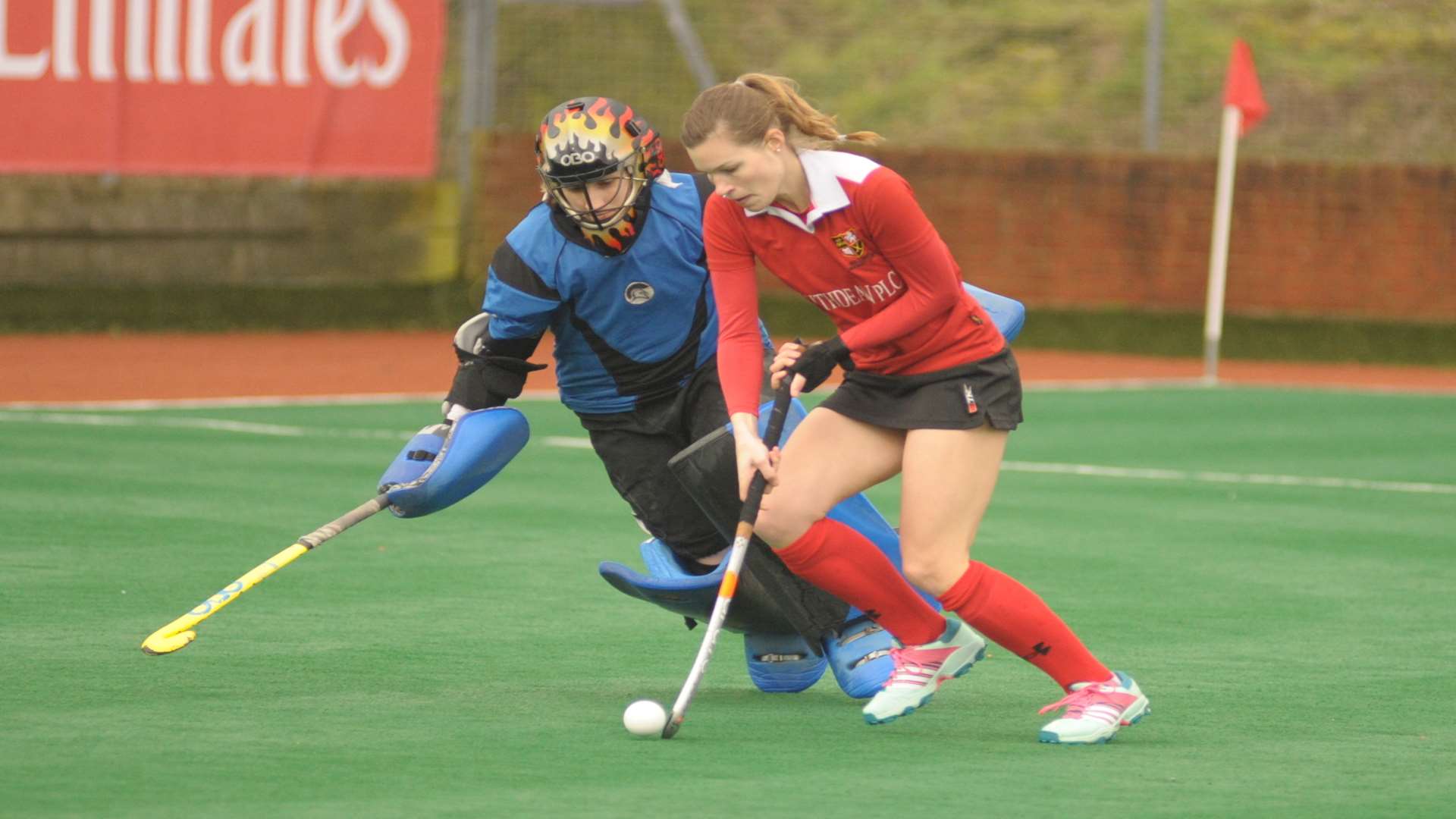 Lauren Osborn takes on the Beeston keeper. Picture: Steve Crispe