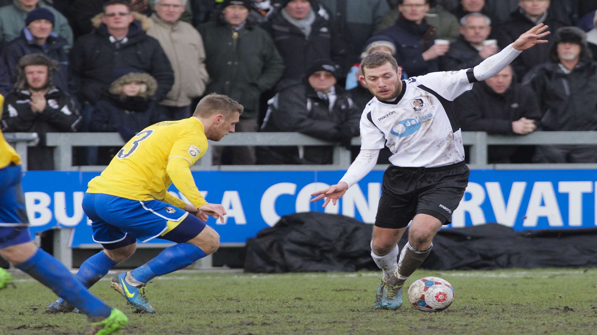 Ryan Hayes on the ball for Dartford against Bristol Rovers Picture: Andy Payton
