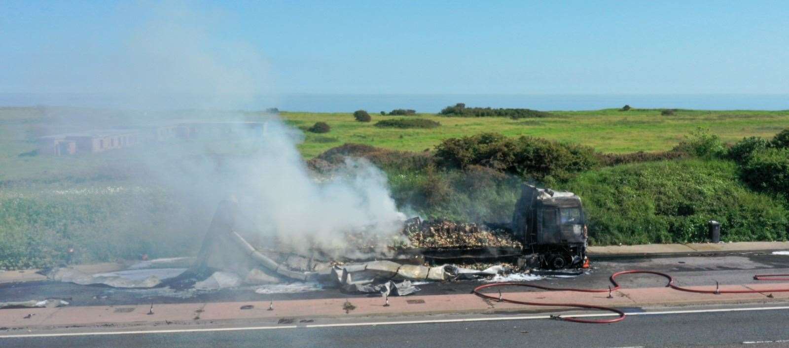 Smoke billowing from the lorry Picture: UKNIP