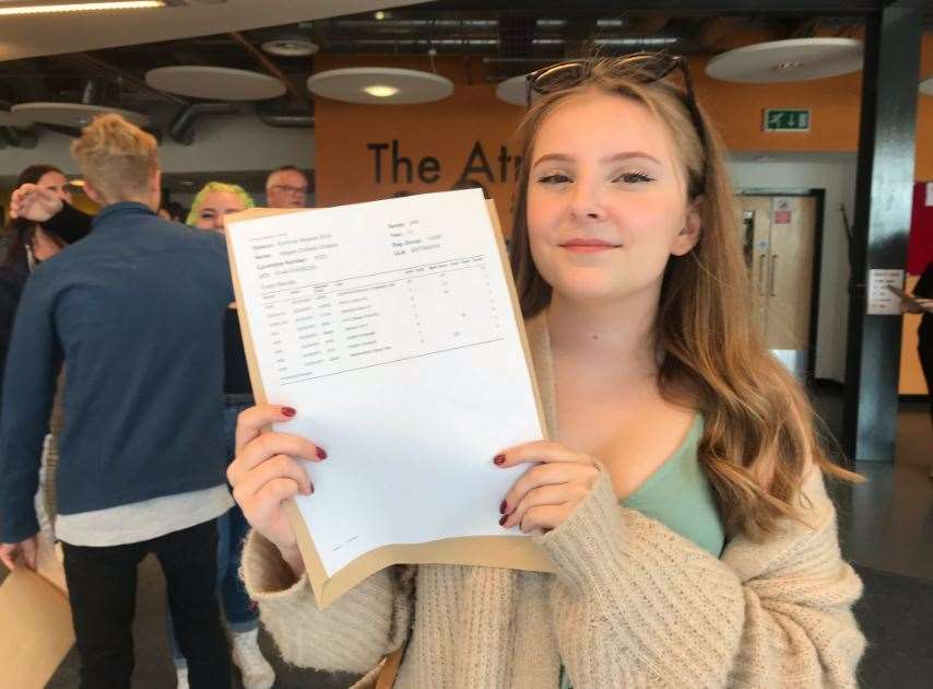 Megan Chatwin with her results at the Whitstable School (15598068)