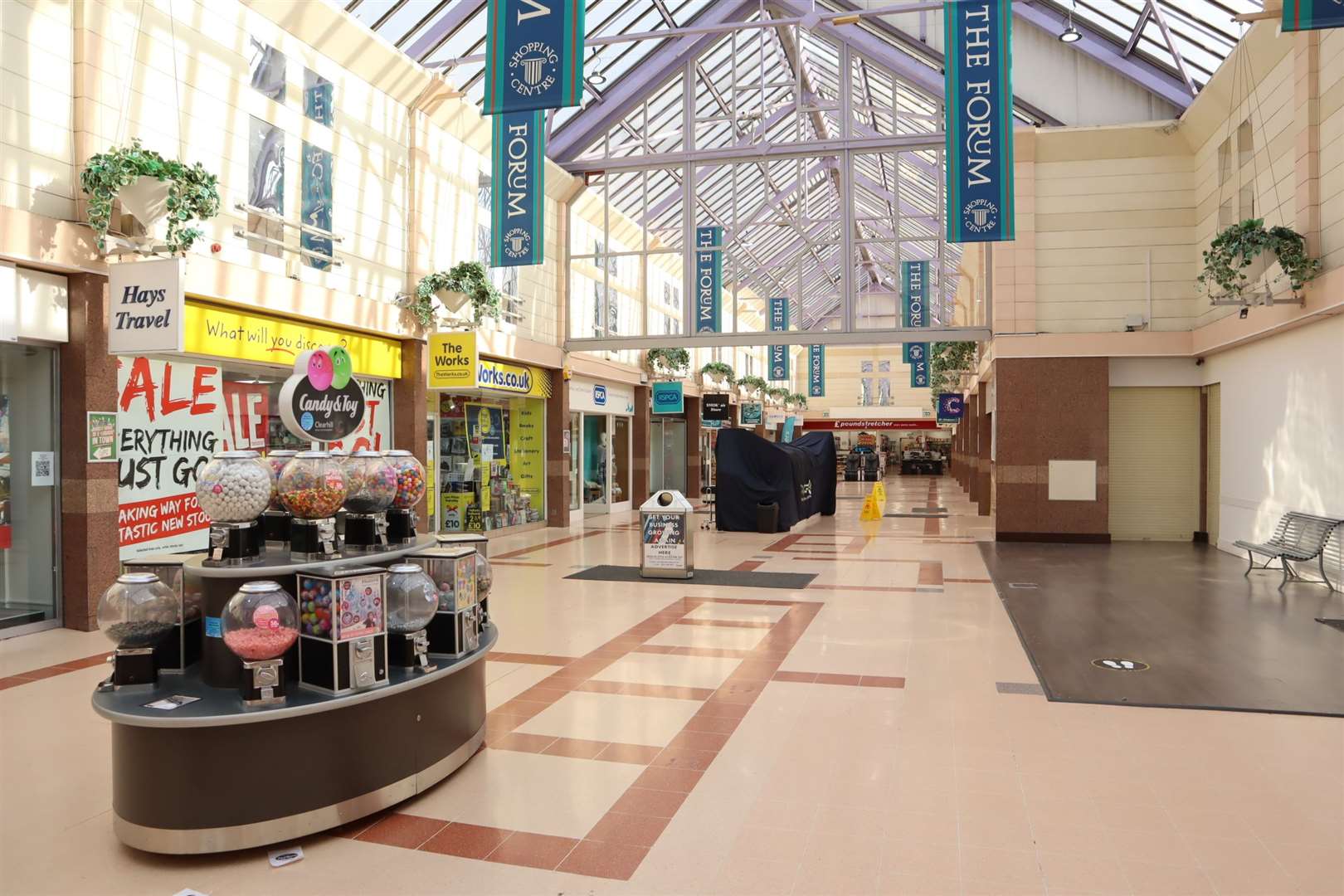 Inside the desolated Forum shopping centre on the first day of the second national coronavirus lockdown in Sittingbourne on Thursday