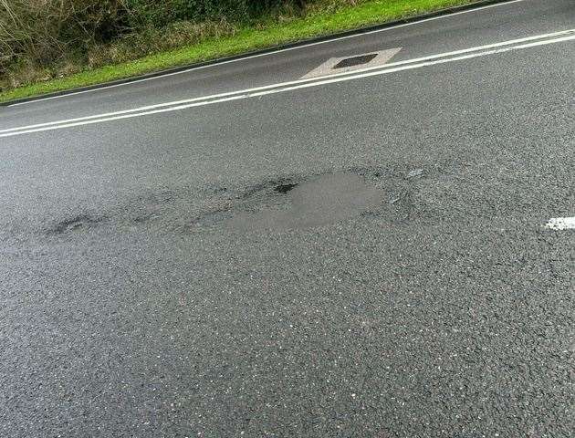 Kent County Council repaired the pothole on the A260 between Folkestone and Hawkinge immediately after the crash. Picture: Darren Crooks