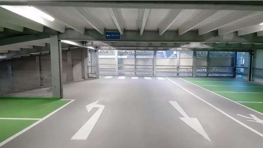 Almost down: Level 1 is colour-coded green at Sittingbourne's multi-storey car park. Picture: Morthren (14031944)