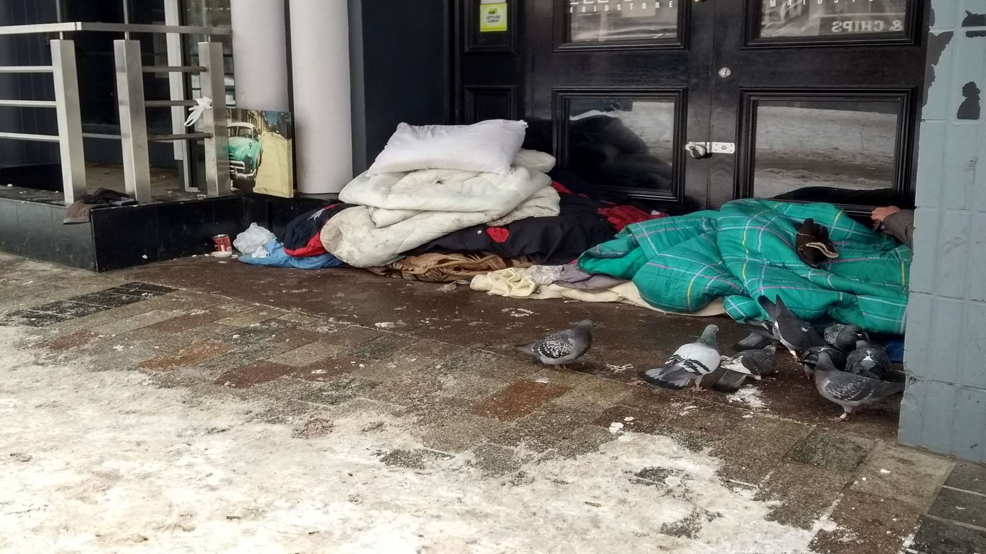 Some homeless people remain outdoors despite the cold
