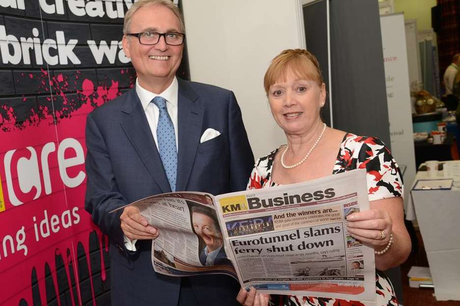 John Longworth, director general of the British Chamber of Commerce, with Jo James at this year's Kent B2B conference held at the Ashford International Hotel
