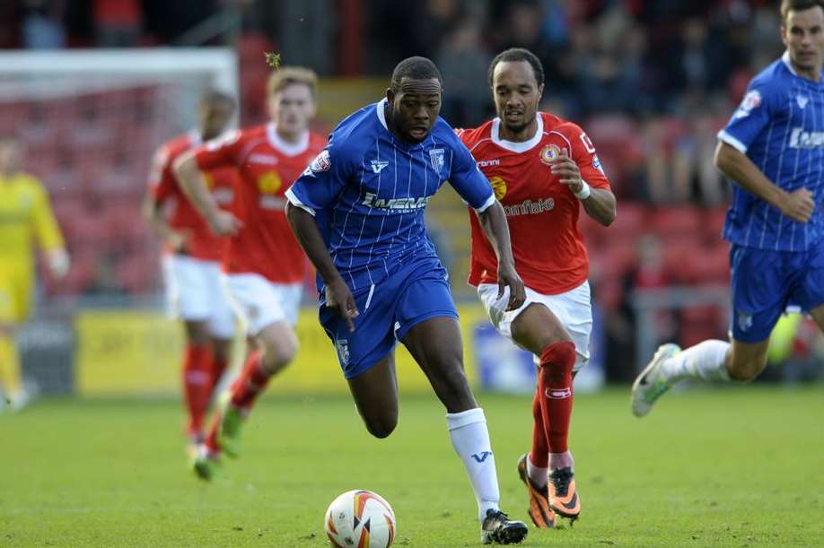 Myles Weston shows close control as Gills push forward against Crewe. Picture: Barry Goodwin