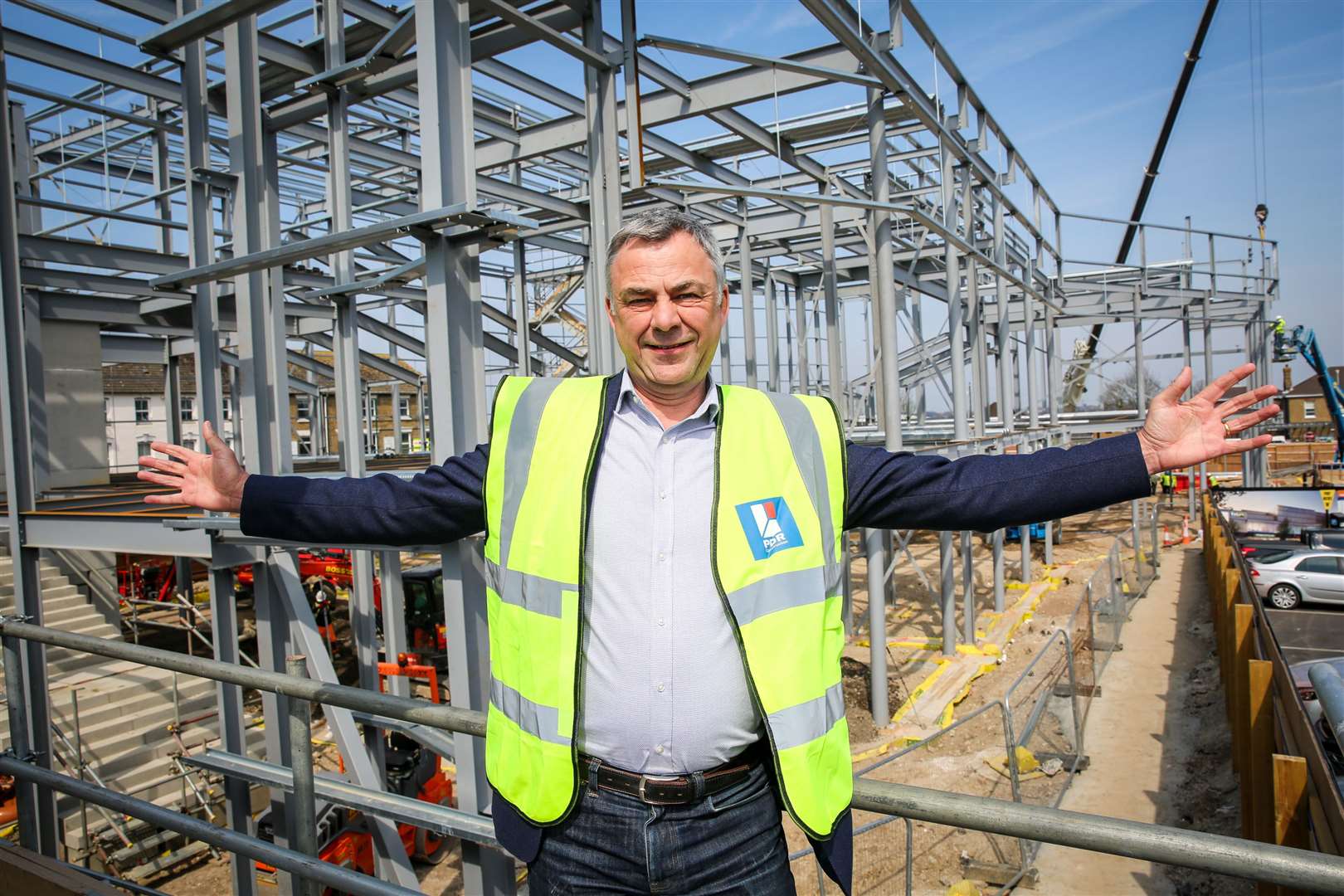 Keith Pullinger of The Light Cinema chain in front of the building site which will become a new eight-screen cinema. Picture: Matthew Walker
