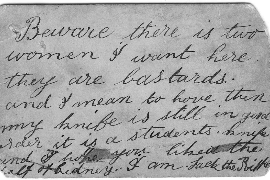The postcard claiming to be penned by Jack the Ripper will go under the hammer in Folkestone