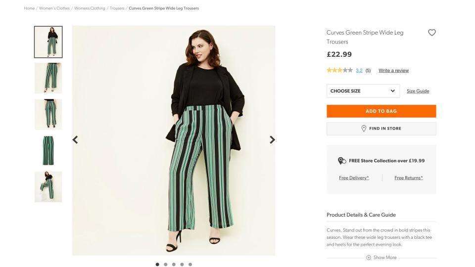 The trousers cost more in the Curves collection (2012557)