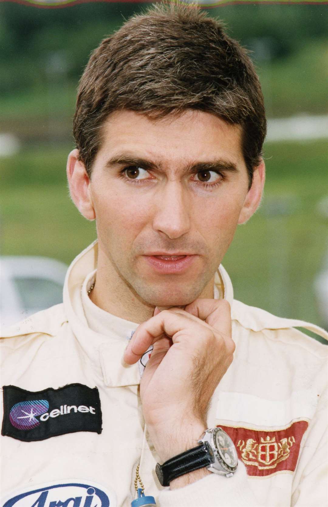 Damon, pictured in 1991 during his Formula 3000 days, is continuing to provide analysis for Sky Sports F1 this season. He raced in F1 for Brabham, Williams, Arrows and Jordan before retiring at the end of the 1999 season
