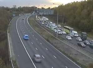 Traffic queues on the A2. Picture: Highways England