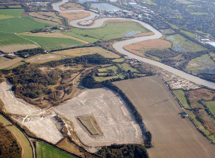 An aerial view of the proposed village site at Wouldham.