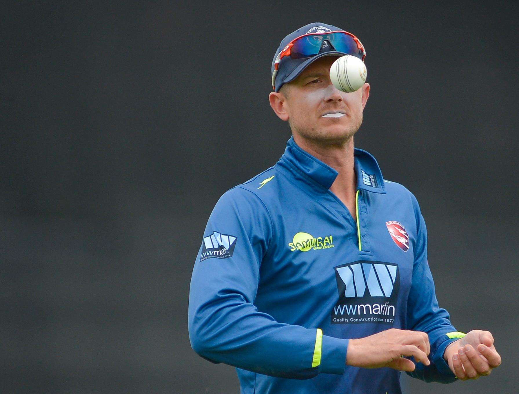Kent's Joe Denly during their Royal London Cup semi-final at New Road, Worcester. Picture: Ady Kerry.